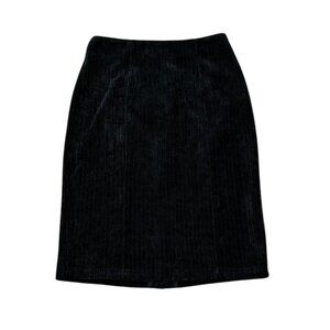 Women’s Kate Kasin Black Corduroy Skirt Poly Spandex Deadstock 2010s